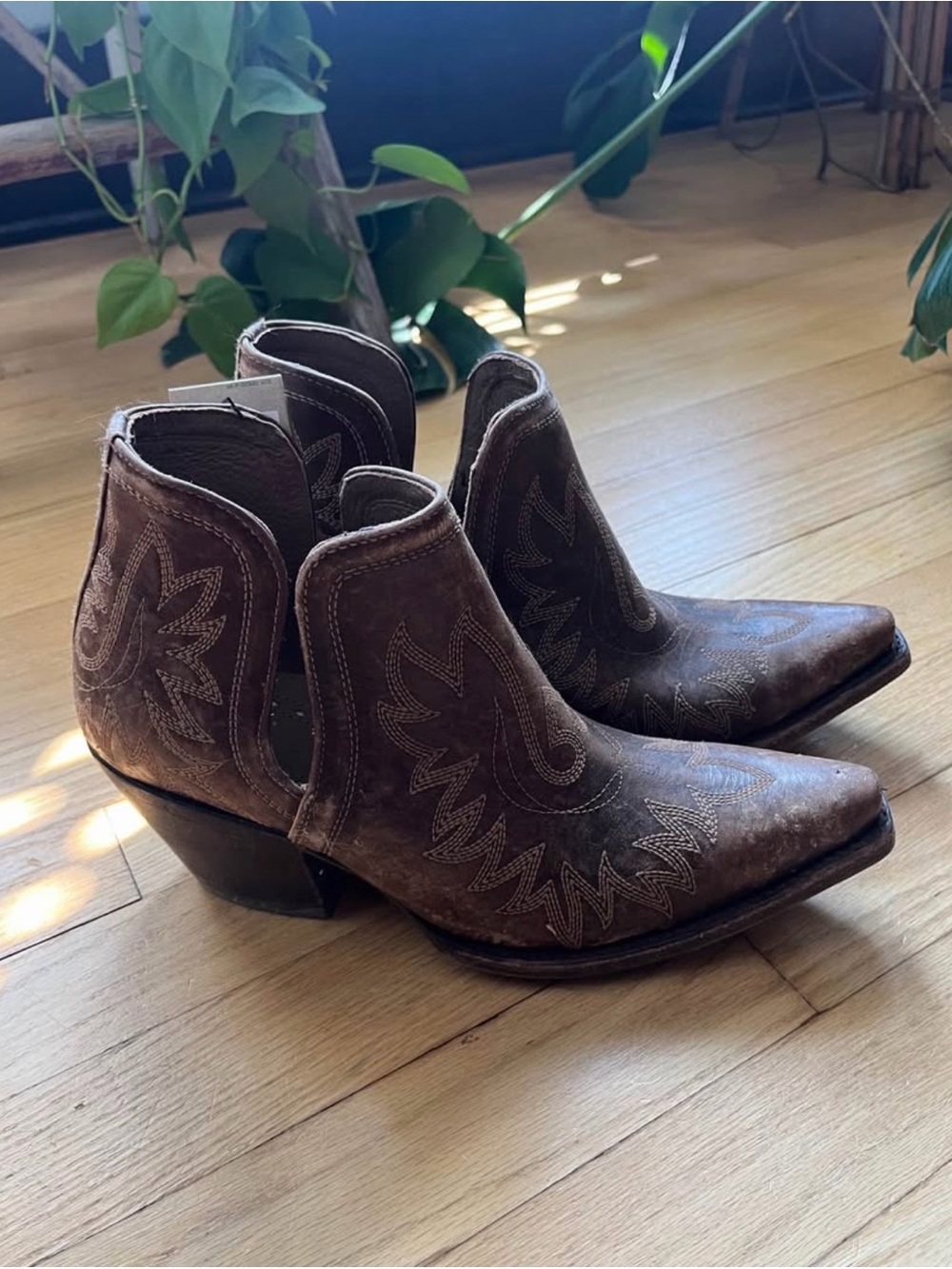 Ariat Brown Western Cutout Ankle Booties